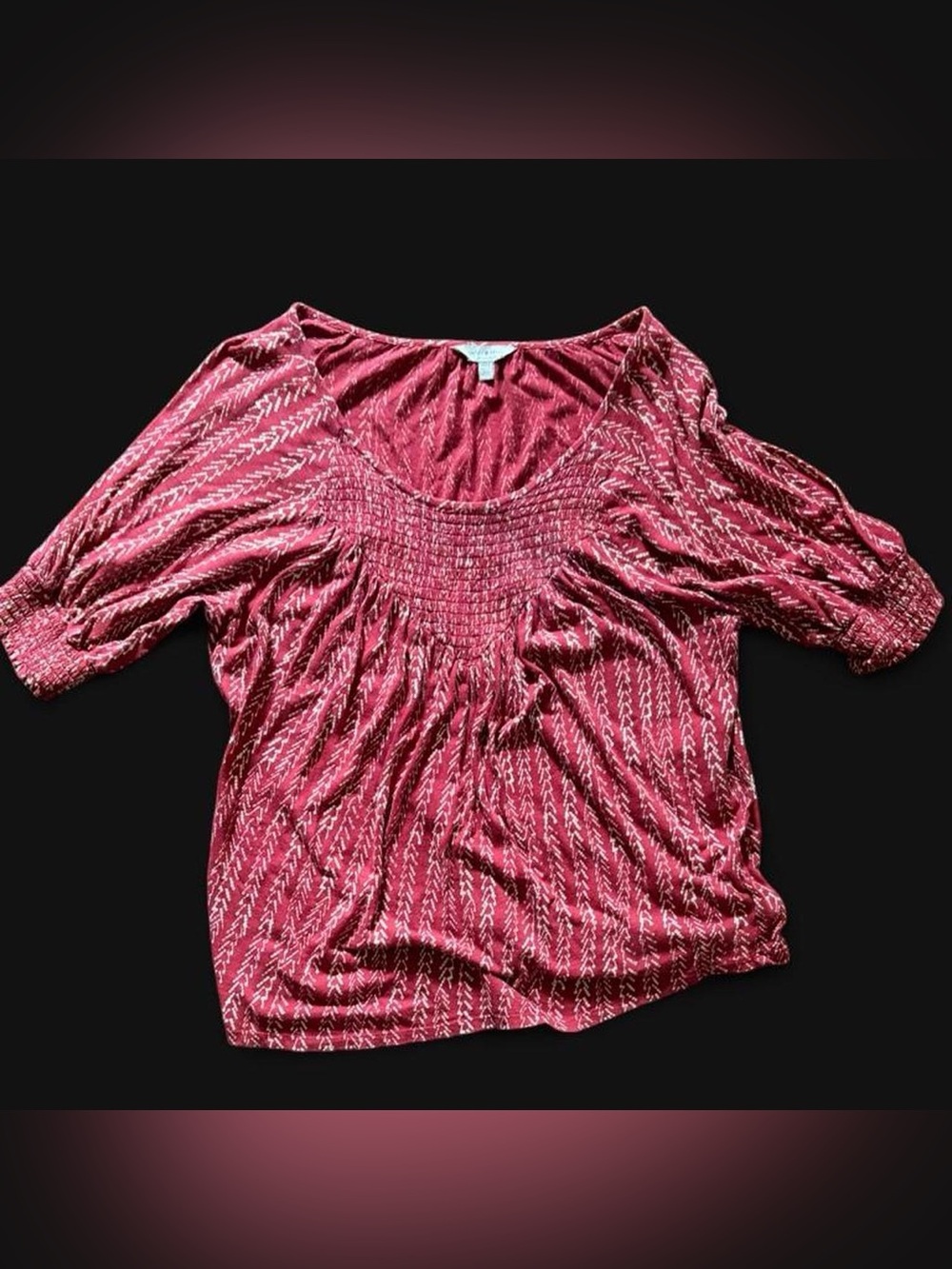 Lucky Brand Pink Patterned Scoop-Neck Blouse